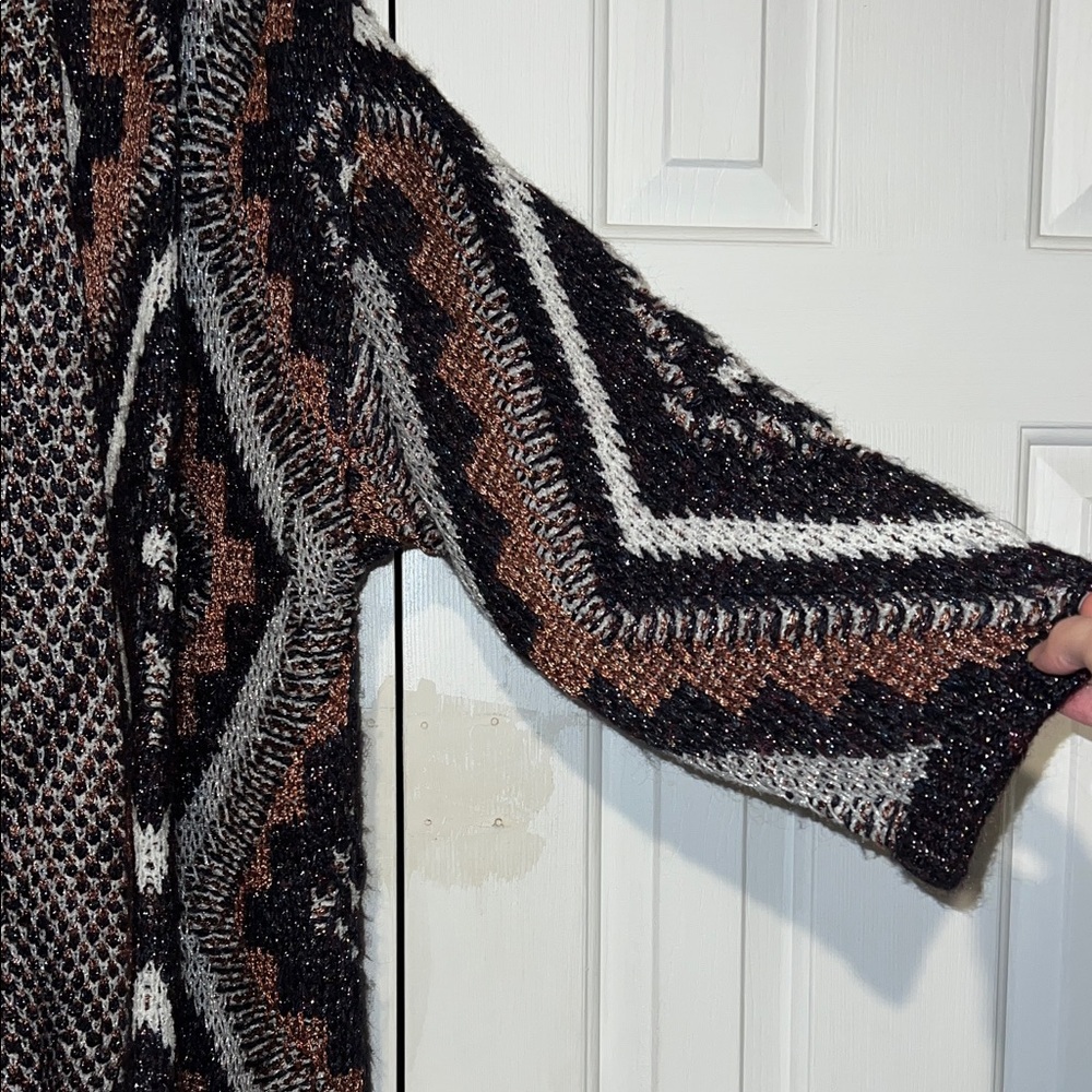 MNG MANGO Rare Oversized Chunky Knit Glittery Boho Cardigan - Picture 7 of 16